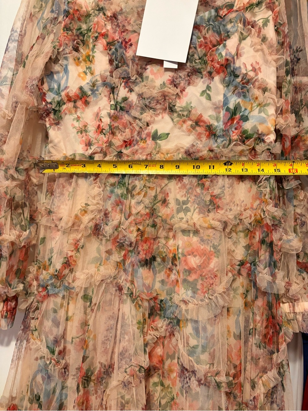 Floral Ruffle Long Sleeve Maxi Dress - Blush Floral - Picture 7 of 7